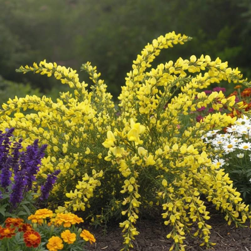 Genêt précoce Allgold, Cytisus à fleurs Jaune - feuillage Caduc - Pot de 3L - 40/60 cm-  hauteur à maturité De 1,00 m à 1,50 m - Image 2