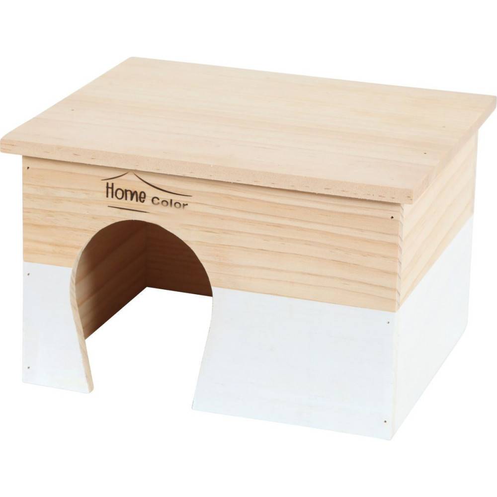 animallparadise - Maison en bois rectangulaire, blanche, 28 x 23 x 17 cm pour rongeur - Image 5