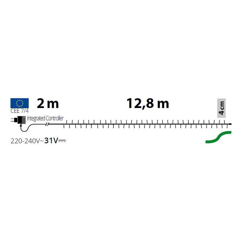 Lotti - Guirlande lumineuse 12,8M 320 LED blanc chaud 8 programmes câble vert 31V IP44 Lotti - Image 2