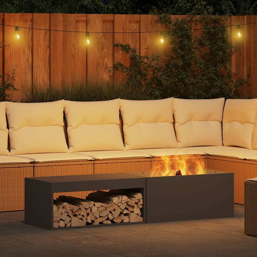 ComfortXL - Brasero rectangulaire Acier avec range-bûches pour jardin terrasse Noir – ComfortXL Outdoor Living - Image 4