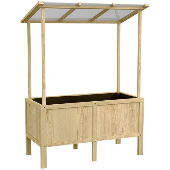 Carré potager surélevé bois massif pour balcon avec toit 110x60x152cm naturel - ComfortXL Outdoor Living - Image 2