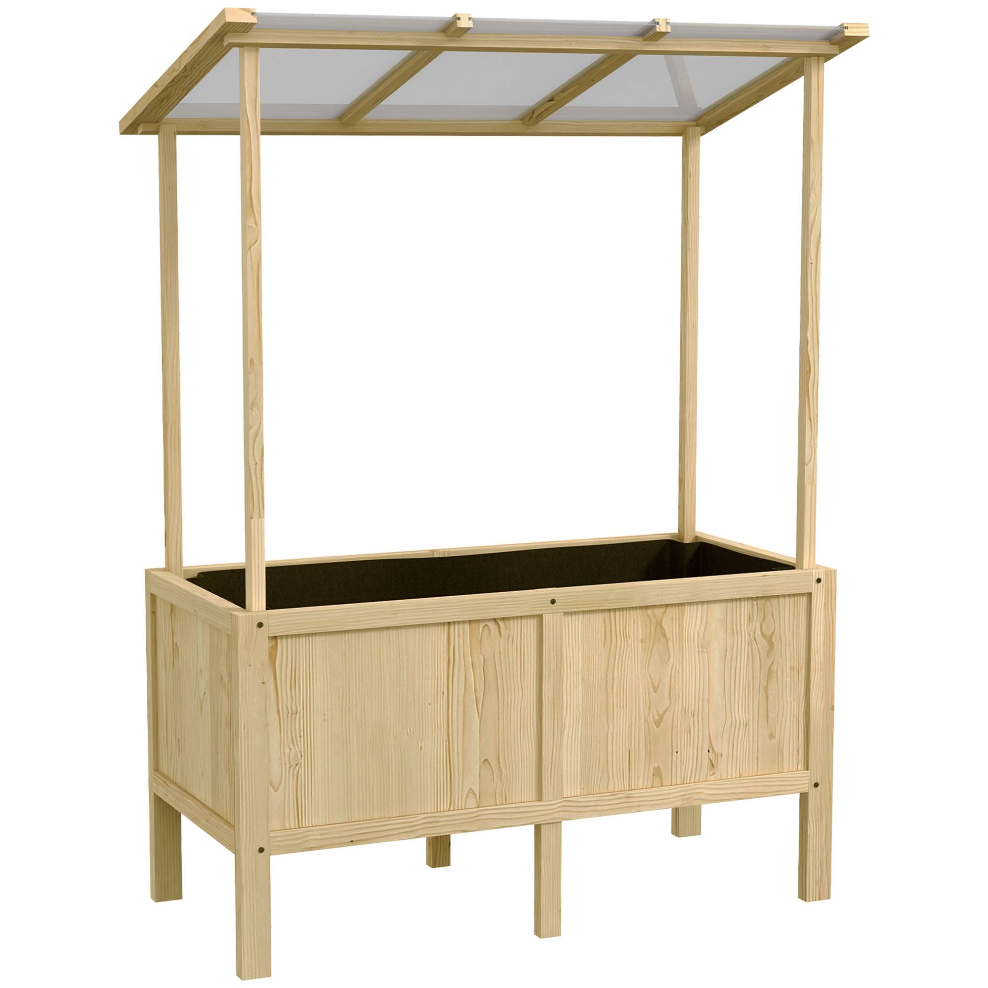 Carré potager surélevé bois massif pour balcon avec toit 110x60x152cm naturel - ComfortXL Outdoor Living - Image 2