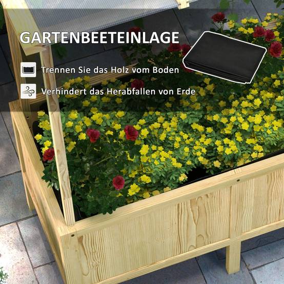 Carré potager surélevé bois massif pour balcon avec toit 110x60x152cm naturel - ComfortXL Outdoor Living - Image 6