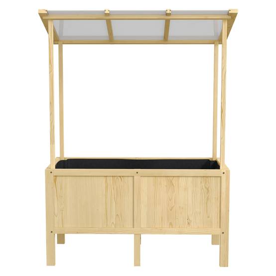 Carré potager surélevé bois massif pour balcon avec toit 110x60x152cm naturel - ComfortXL Outdoor Living - Image 8