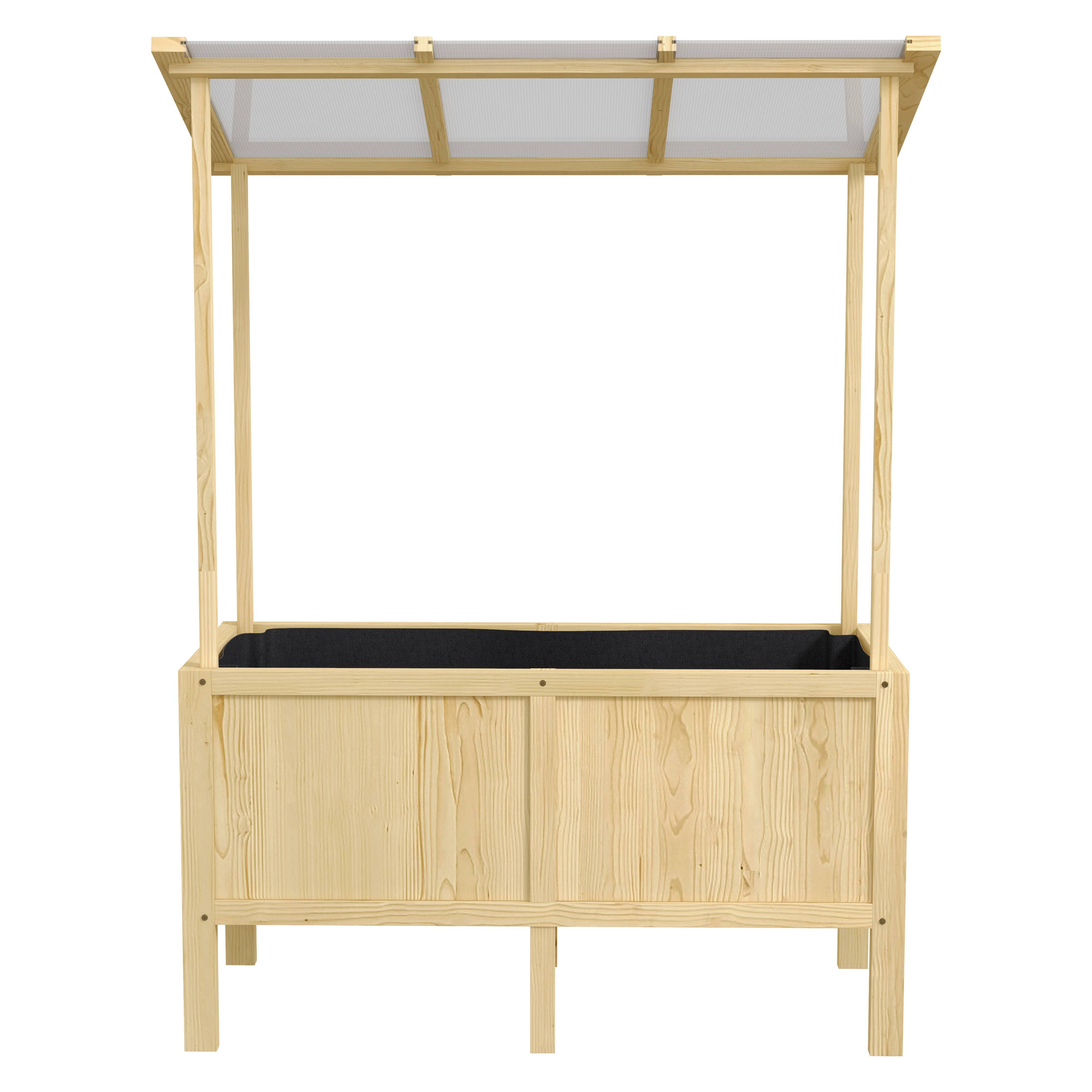 Carré potager surélevé bois massif pour balcon avec toit 110x60x152cm naturel - ComfortXL Outdoor Living - Image 8