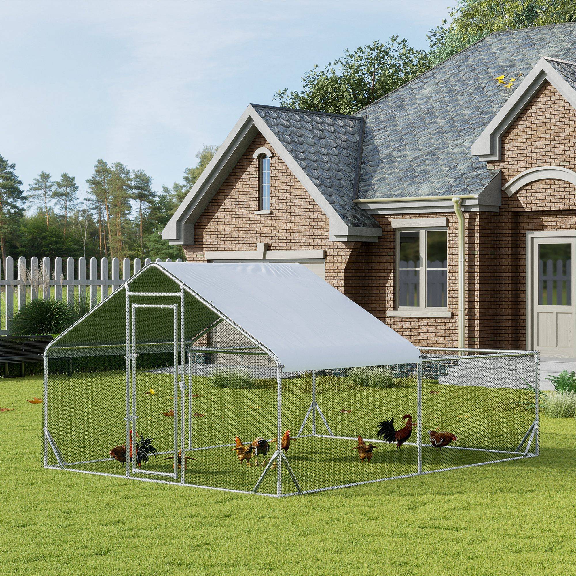 Volière Enclos Poulailler Acier 12 m² - Parc Extérieur Protégé avec Bâche - ComfortXL Outdoor Living - Image 4