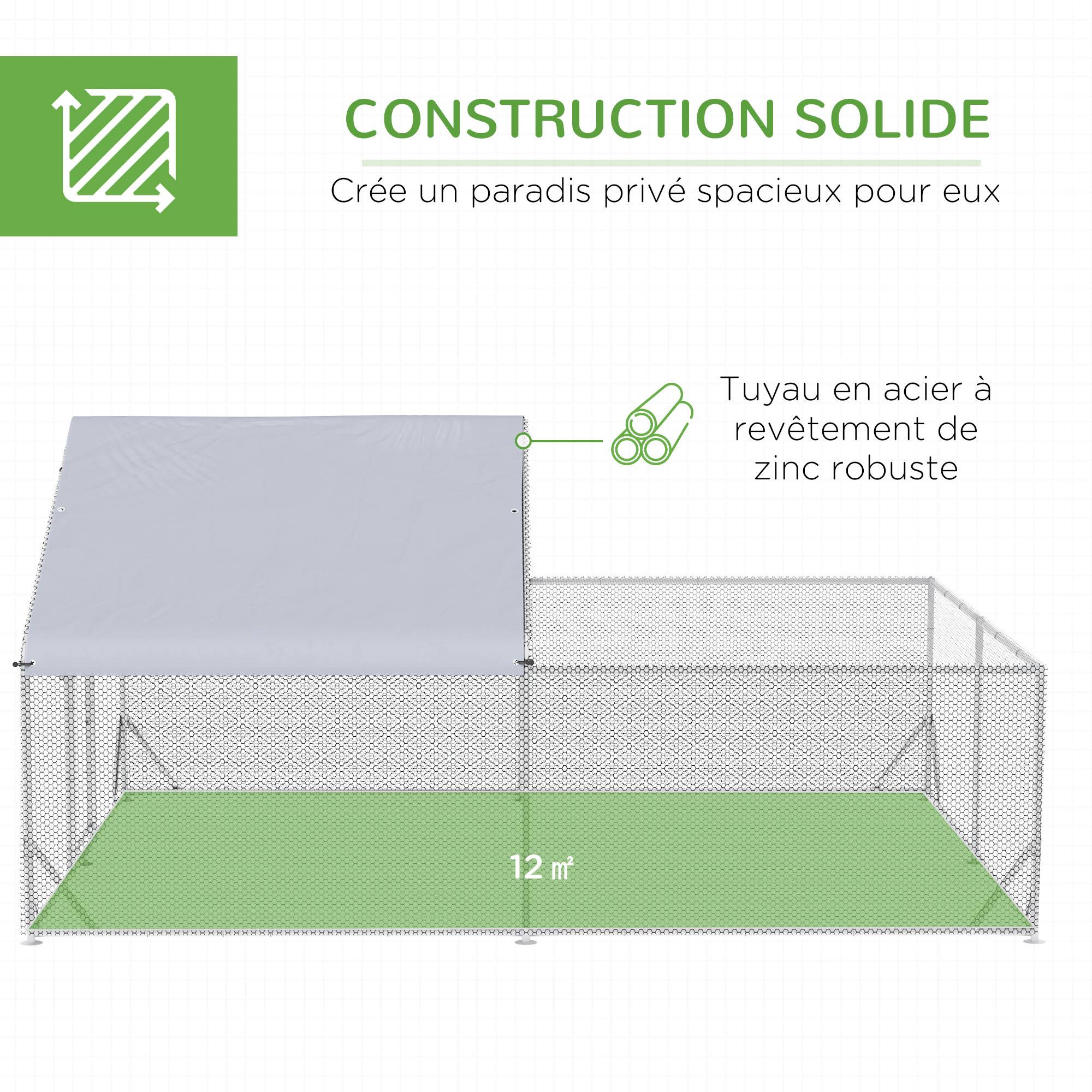 Volière Enclos Poulailler Acier 12 m² - Parc Extérieur Protégé avec Bâche - ComfortXL Outdoor Living - Image 6