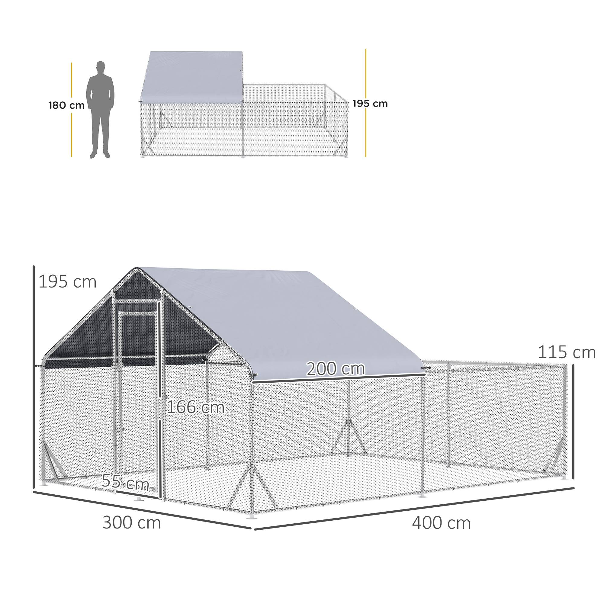 Volière Enclos Poulailler Acier 12 m² - Parc Extérieur Protégé avec Bâche - ComfortXL Outdoor Living - Image 5