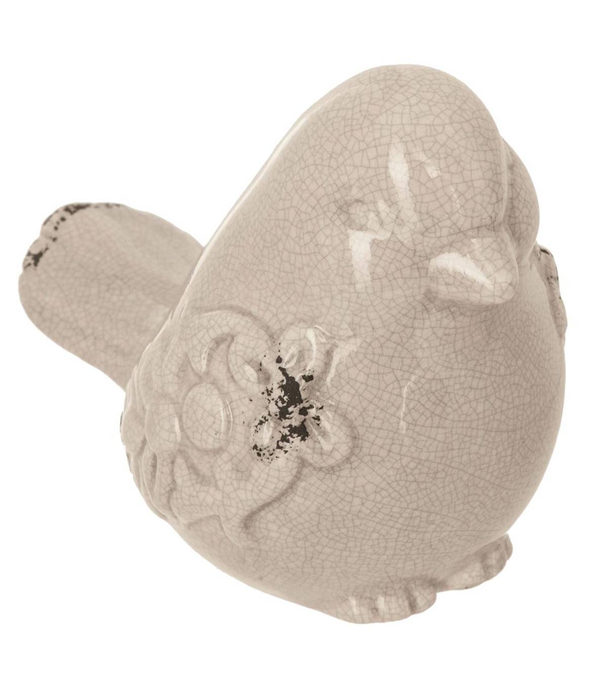 Oiseau déco en Céramique effet craquelé L 9.5 cm - Image 1