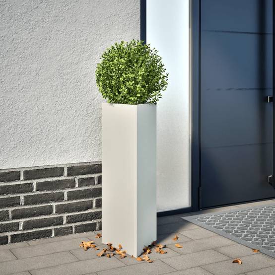 Jardinière triangulaire acier blanc 30 x 26 x 75 cm - PANGIVO - Image 1