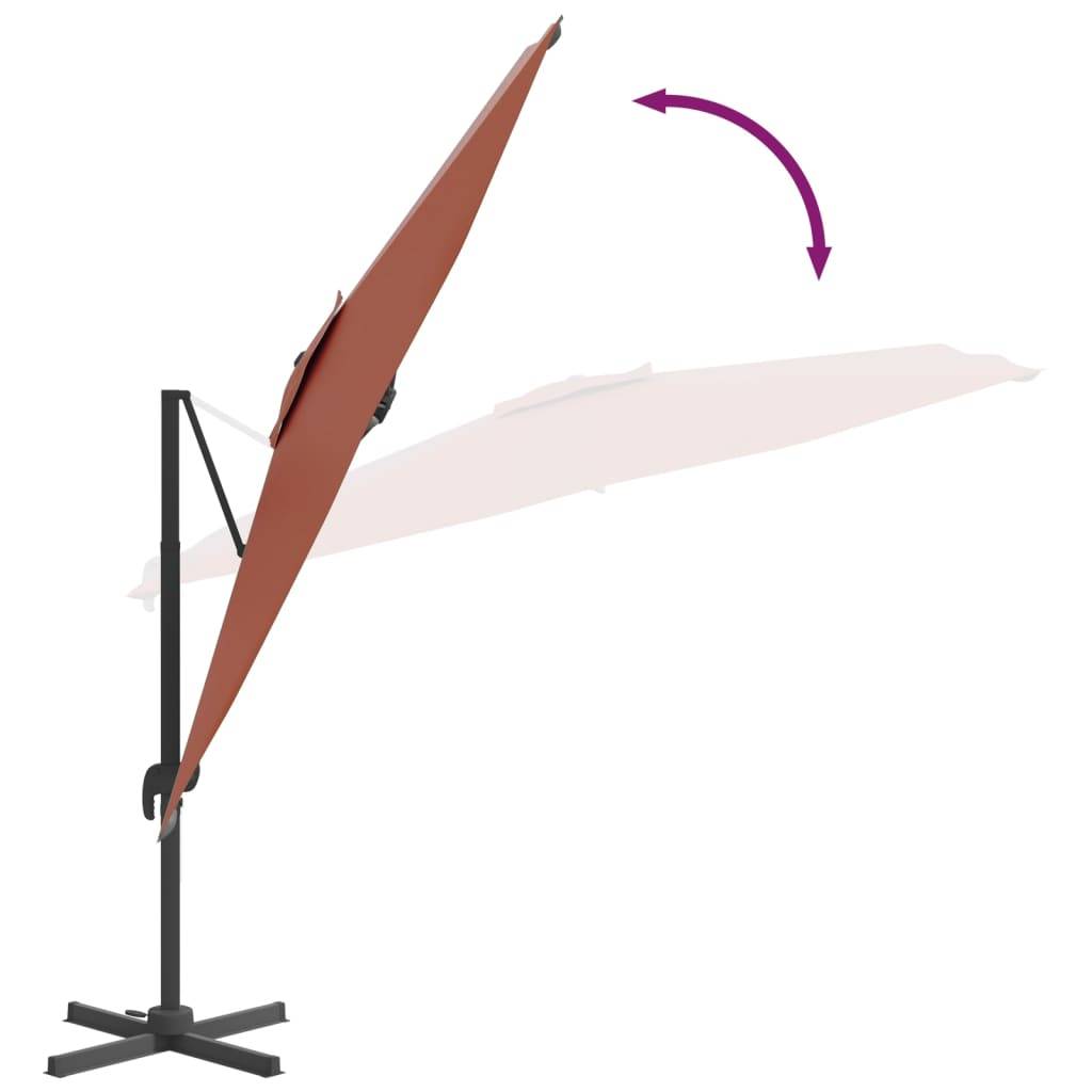Helloshop26 - Parasol meuble de jardin déporté avec mât en aluminium 400 x 300 cm orange - Image 6