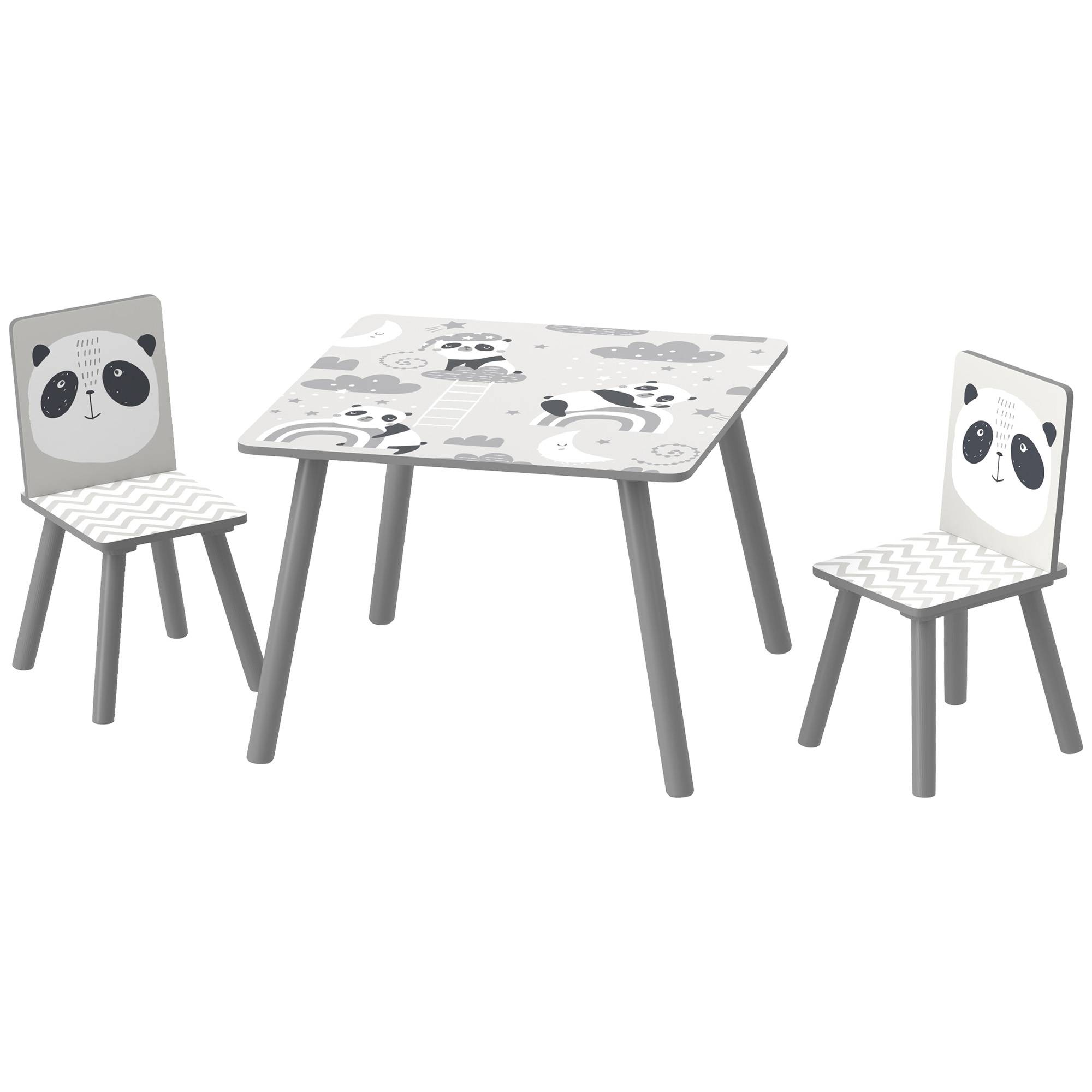 Petite table et 2 chaises enfant 3-8 ans MDF et pin, gris - Image 2