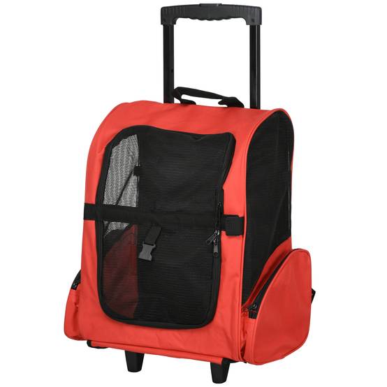 Sac à dos/poussette 2 en 1 pour chien et chat, 42 x 25 x 55 cm, rouge - Image 2