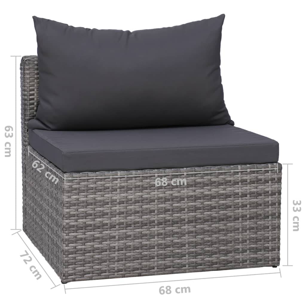 Helloshop26 - Salon de jardin meuble d'extérieur ensemble de mobilier 7 pièces avec coussins résine tressée gris - Image 7