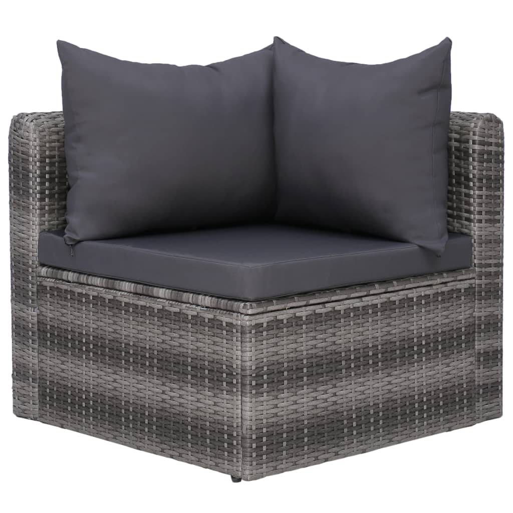 Helloshop26 - Salon de jardin meuble d'extérieur ensemble de mobilier 7 pièces avec coussins résine tressée gris - Image 6