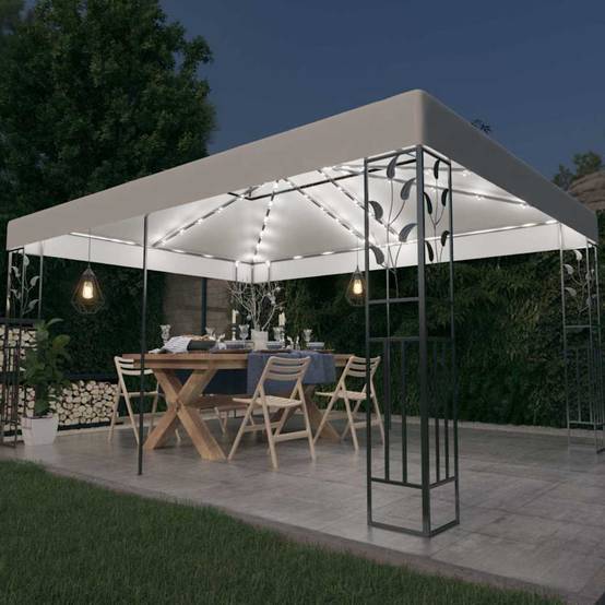 Tonnelle Aluminium Blanc avec LED 3 x 4 x 2.73 m - PANGIVO - Image 1