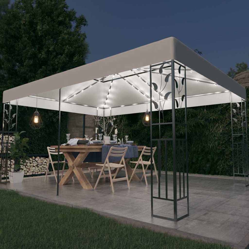 Tonnelle Aluminium Blanc avec LED 3 x 4 x 2.73 m - PANGIVO
