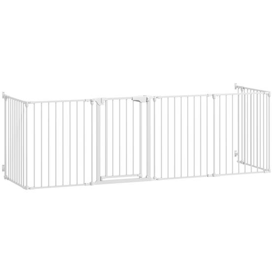 Barrière pliable pour chien, clôture pour animaux de compagnie à 6 panneaux, barrière à double verrouillage pour escaliers et couloirs, blanche - Image 2
