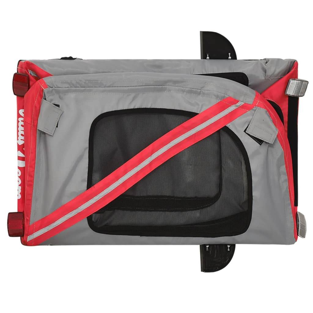 Remorque de vélo pour animaux fer et tissu Oxford rouge et gris 134 x 68 x 72 cm - PANGIVO - Image 9