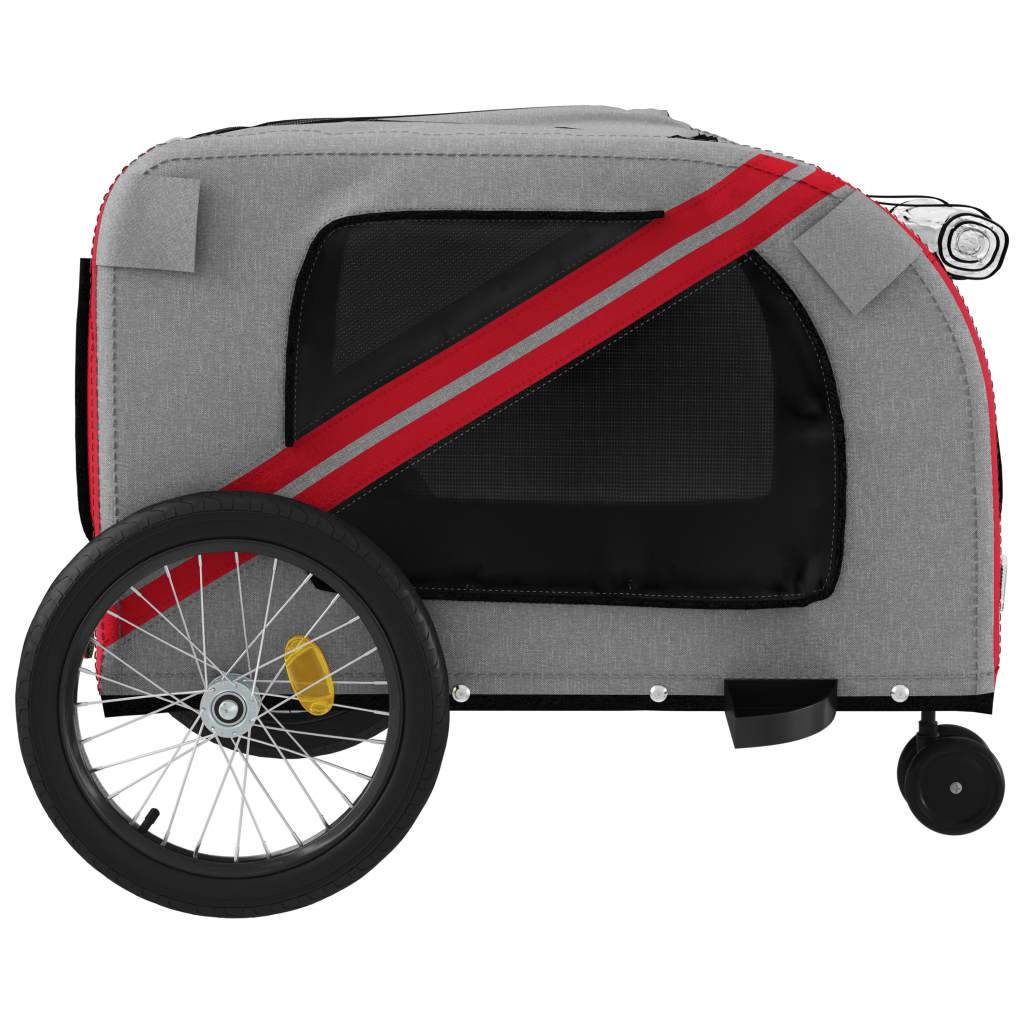 Remorque de vélo pour animaux fer et tissu Oxford rouge et gris 134 x 68 x 72 cm - PANGIVO - Image 7