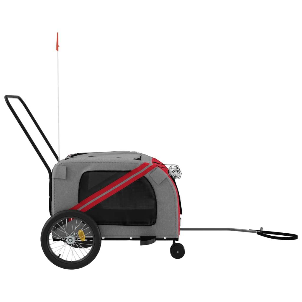 Remorque de vélo pour animaux fer et tissu Oxford rouge et gris 134 x 68 x 72 cm - PANGIVO - Image 6