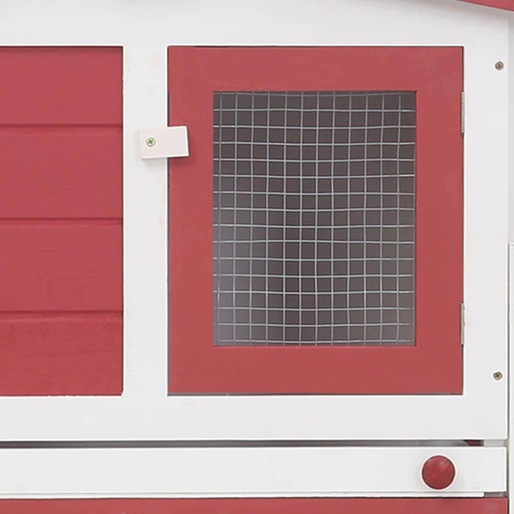 Clapier large d'extérieur - Cage d'extérieur Rouge et blanc 204x45x85 cm Bois MP312 - Image 6