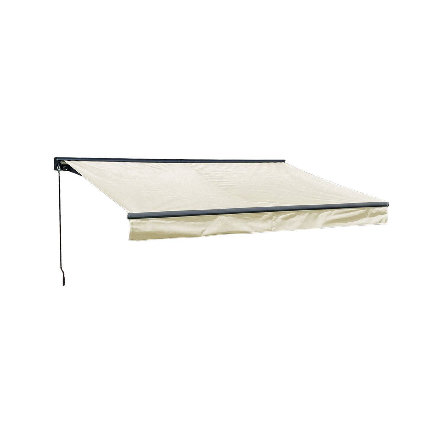 Happy Garden - Store banne SAULE 2,95 × 2,5m avec semi-coffre - Toile beige et structure grise - HAPPY GARDEN - Image 1