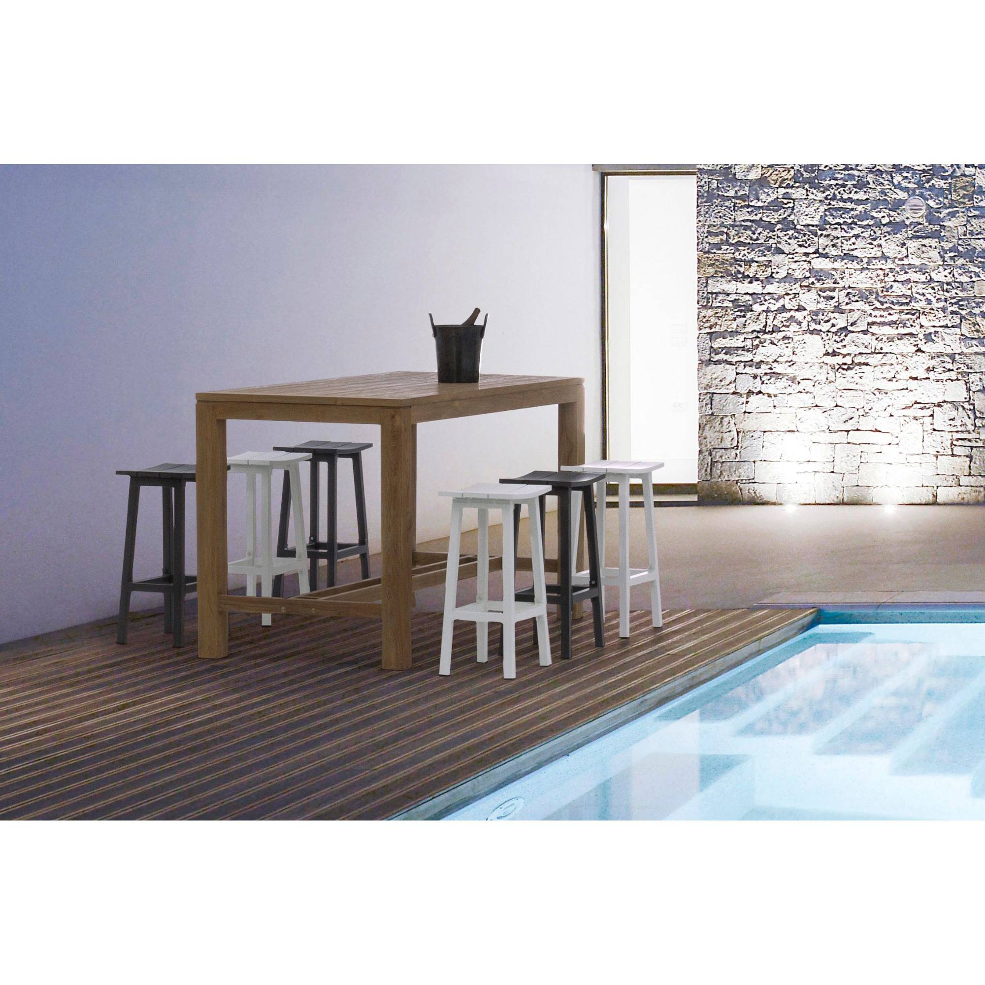 Autre - Tabouret de bar de jardin en métal blanc H71 - BAYONNE - Image 2