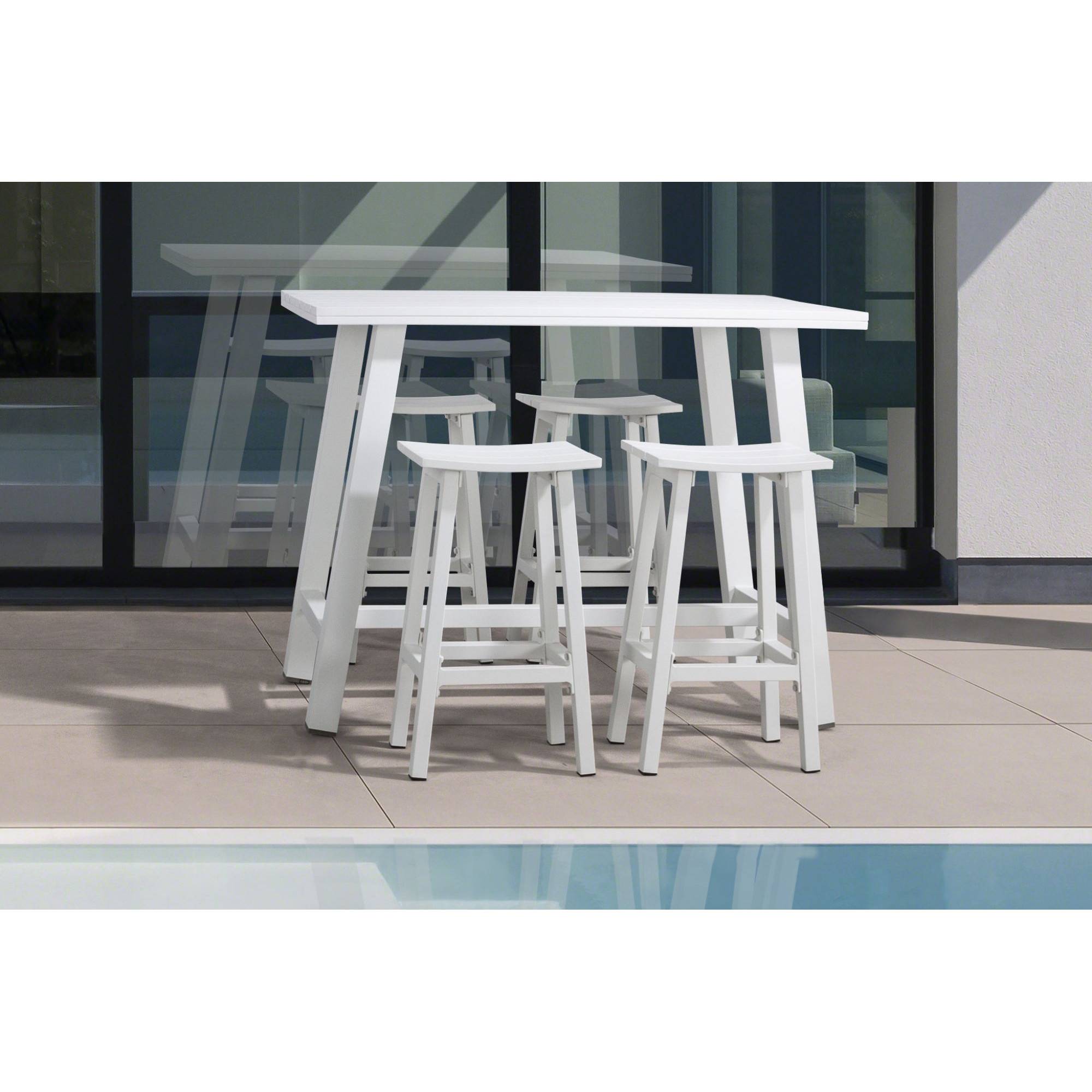 Autre - Tabouret de bar de jardin en métal blanc H71 - BAYONNE - Image 3