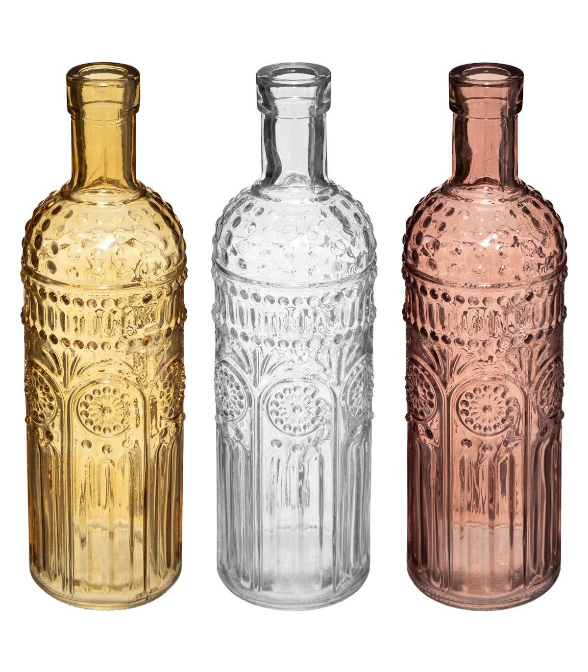 Lot de 3 Vases Bouteille en Verre coloré H 24,5 cm - Image 1