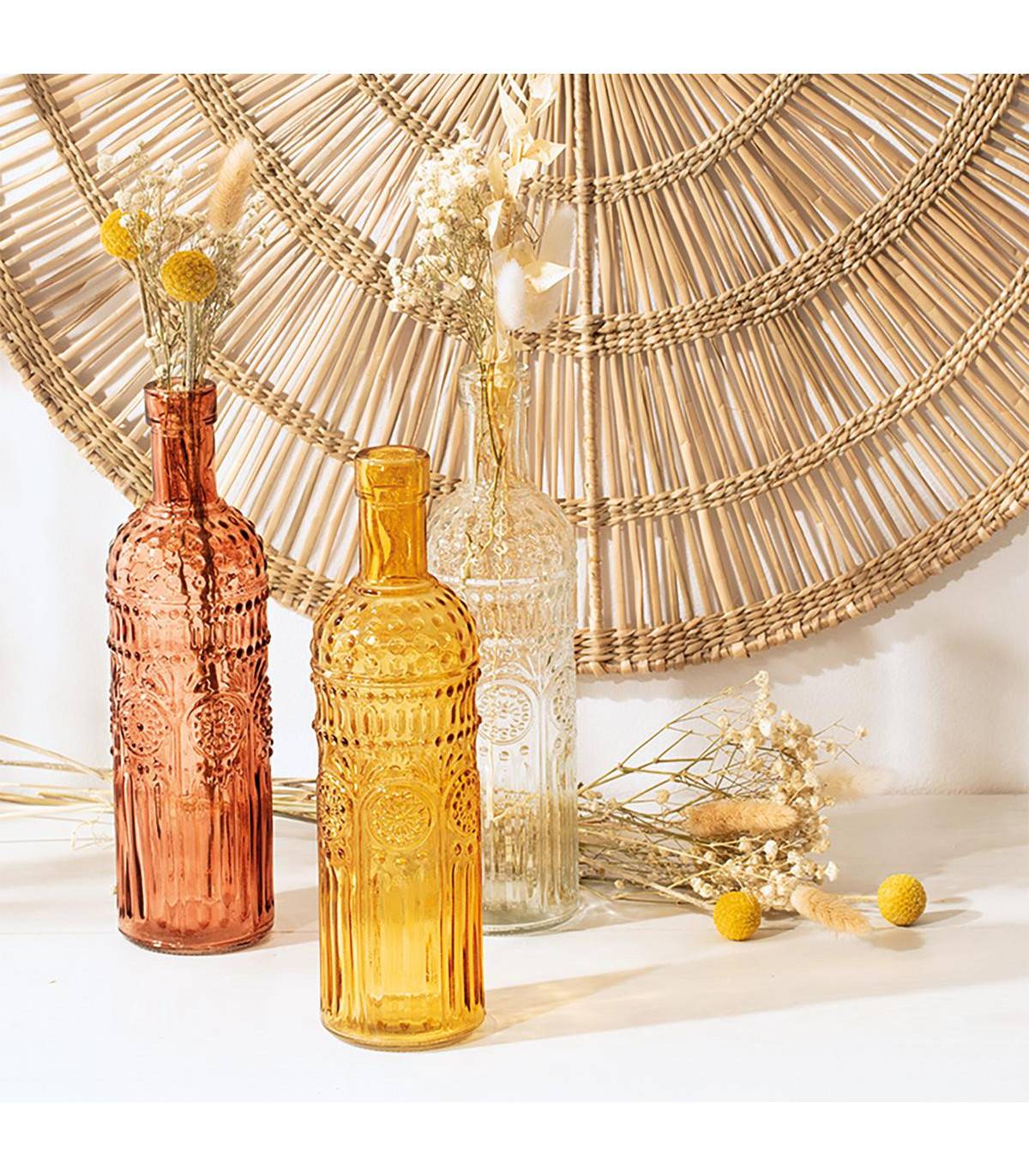 Lot de 3 Vases Bouteille en Verre coloré H 24,5 cm - Image 3