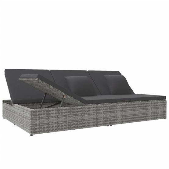 Bain de Soleil Modulable Fonction Canapé Poly Rotin Robuste et Coussins Épais Déhoussables Gris Foncé – ComfortXL Outdoor Living - Image 3