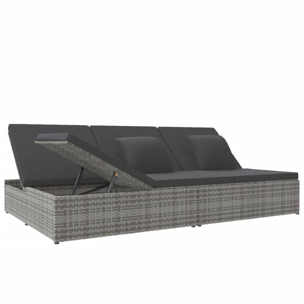 Bain de Soleil Modulable Fonction Canapé Poly Rotin Robuste et Coussins Épais Déhoussables Gris Foncé – ComfortXL Outdoor Living - Image 3