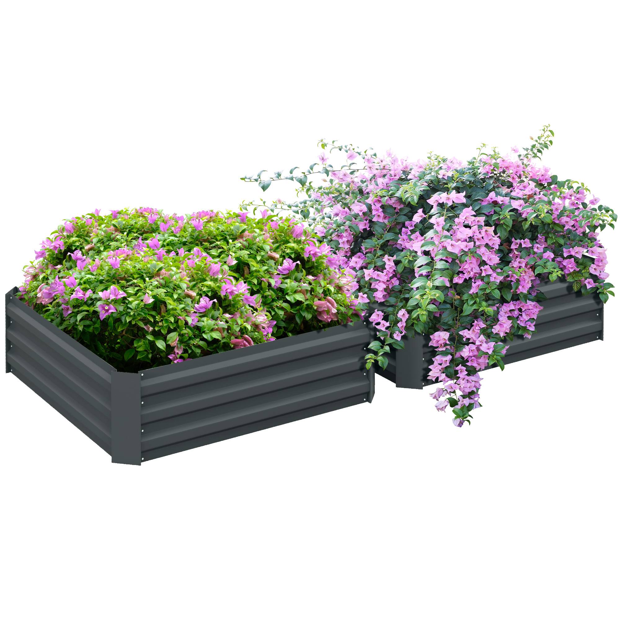 Sans Marque - Lot 2 carré potager jardin 100x100x30 cm tôle acier ondulée gris foncé - Image 1