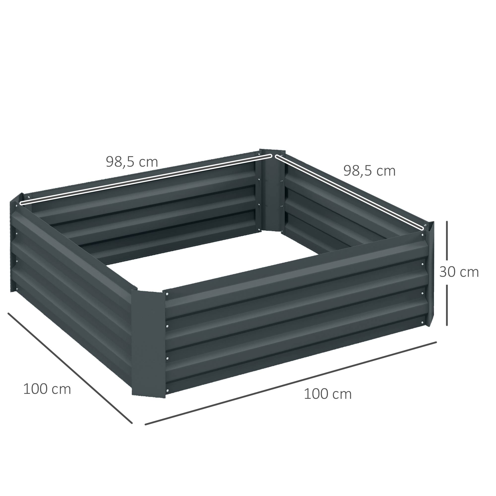 Sans Marque - Lot 2 carré potager jardin 100x100x30 cm tôle acier ondulée gris foncé - Image 5