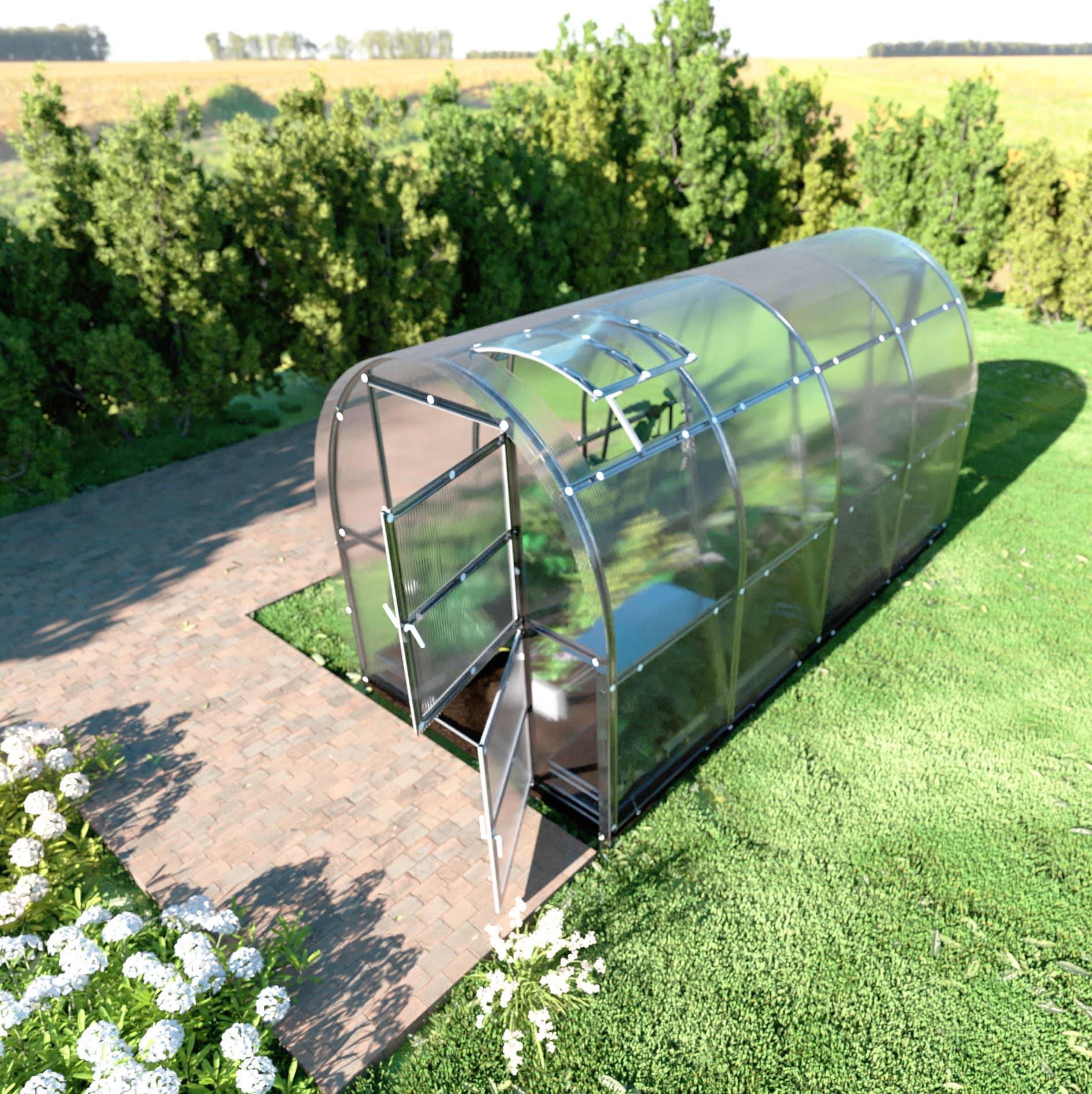 Serre KLASIKA SLIM 2 x 4 m (8 m²) , 6 mm avec revêtement en polycarbonate - Image 1
