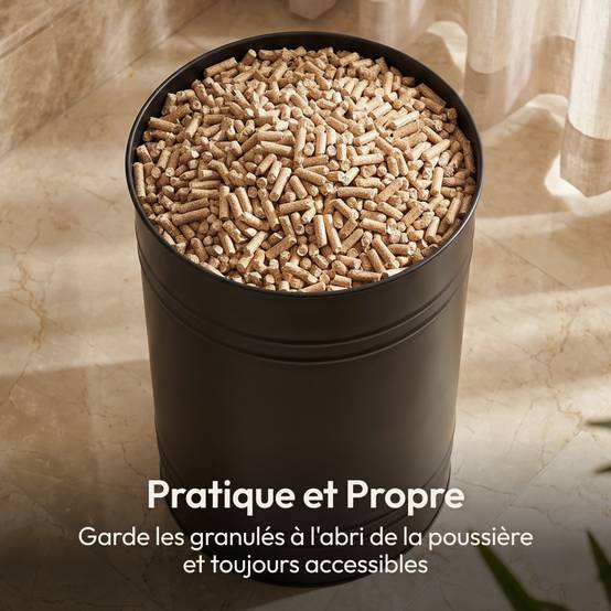 Réservoir Pellets & Granulés Rond, Cap. 45kg, Métal Noir CASABEL - Image 4
