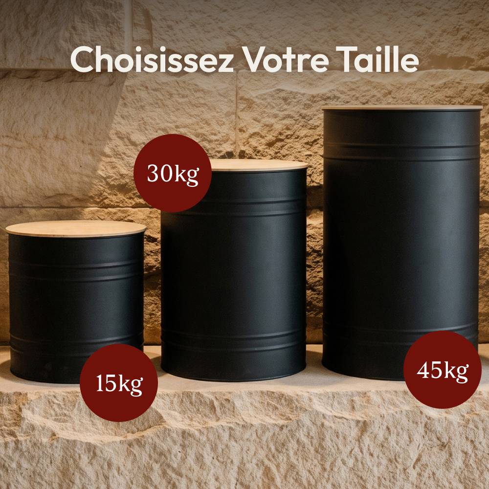 Réservoir Pellets & Granulés Rond, Cap. 45kg, Métal Noir CASABEL - Image 7