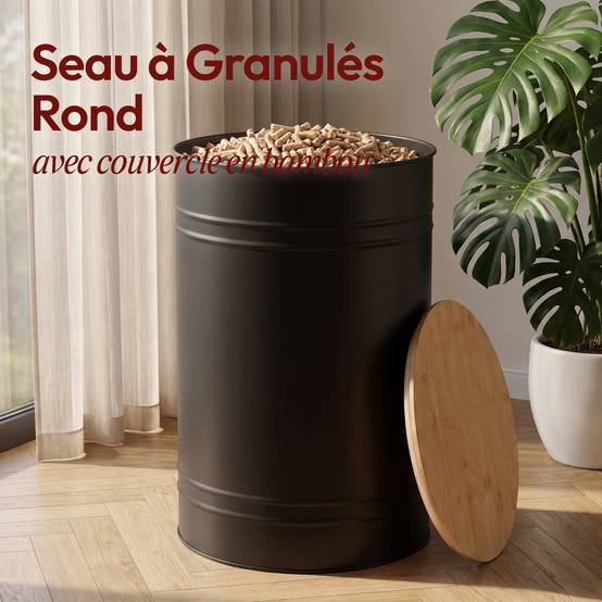 Réservoir Pellets & Granulés Rond, Cap. 45kg, Métal Noir CASABEL - Image 3