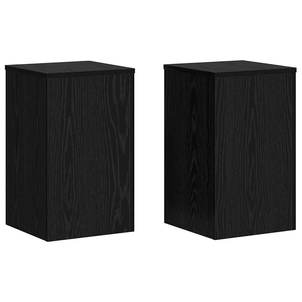 Lot de 2 Présentoirs à Plantes Cubiques Bois Texturé pour Maison et Jardin Chêne Noir 50 cm – ComfortXL Outdoor Living - Image 2