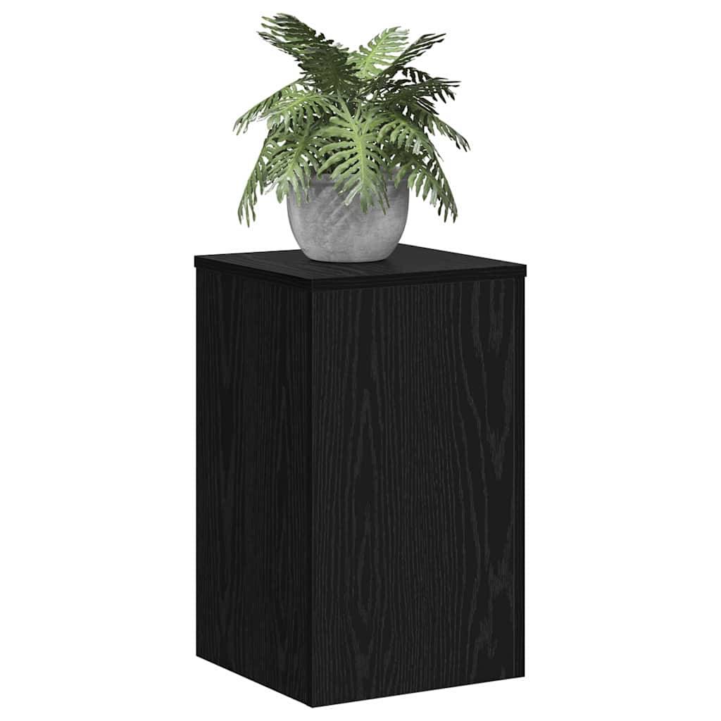 Lot de 2 Présentoirs à Plantes Cubiques Bois Texturé pour Maison et Jardin Chêne Noir 50 cm – ComfortXL Outdoor Living - Image 3