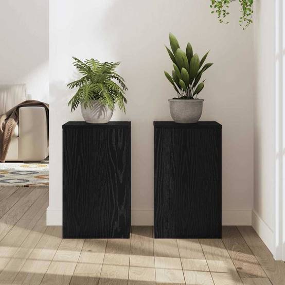 Lot de 2 Présentoirs à Plantes Cubiques Bois Texturé pour Maison et Jardin Chêne Noir 50 cm – ComfortXL Outdoor Living - Image 4
