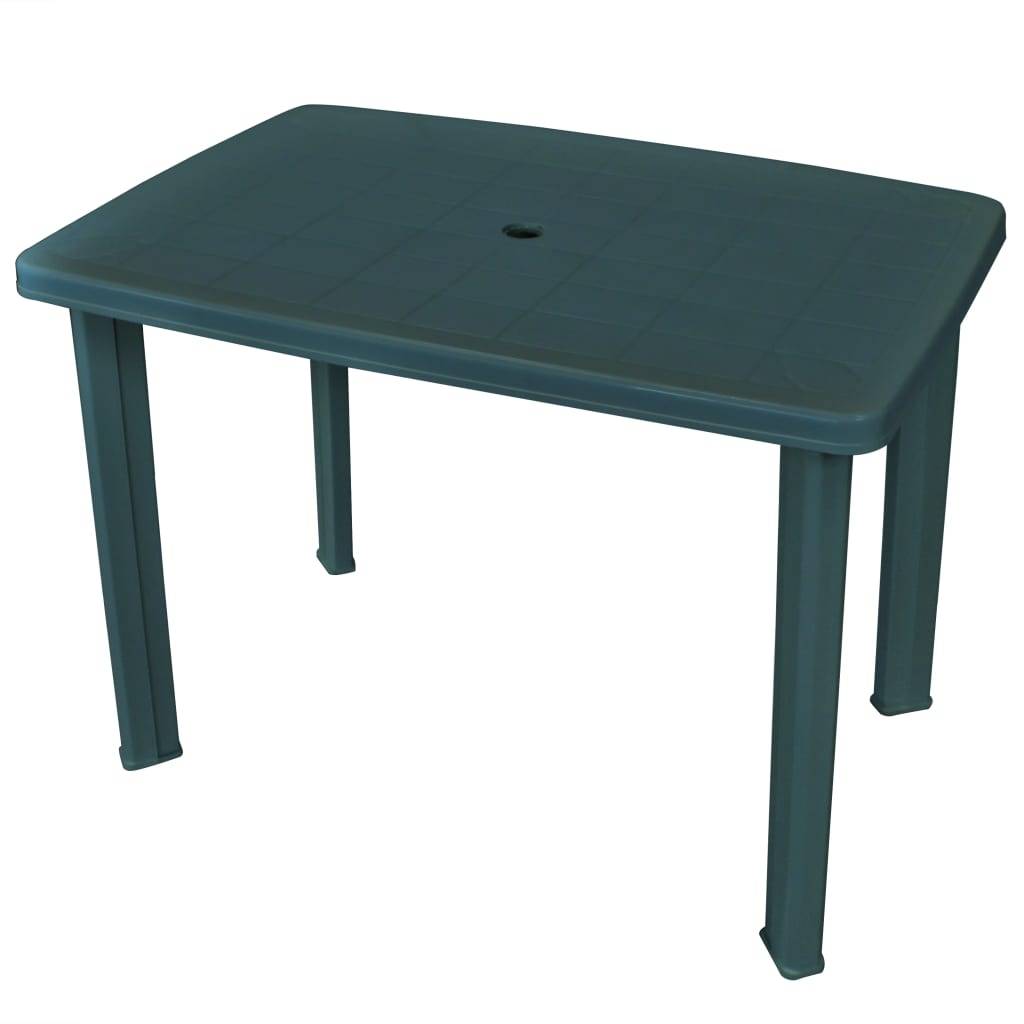 Table de Jardin en Plastique Vert 101x68 cm, Idéale pour Camping et Balcon, avec Emplacement pour Parasol – ComfortXL Outdoor Living - Image 1