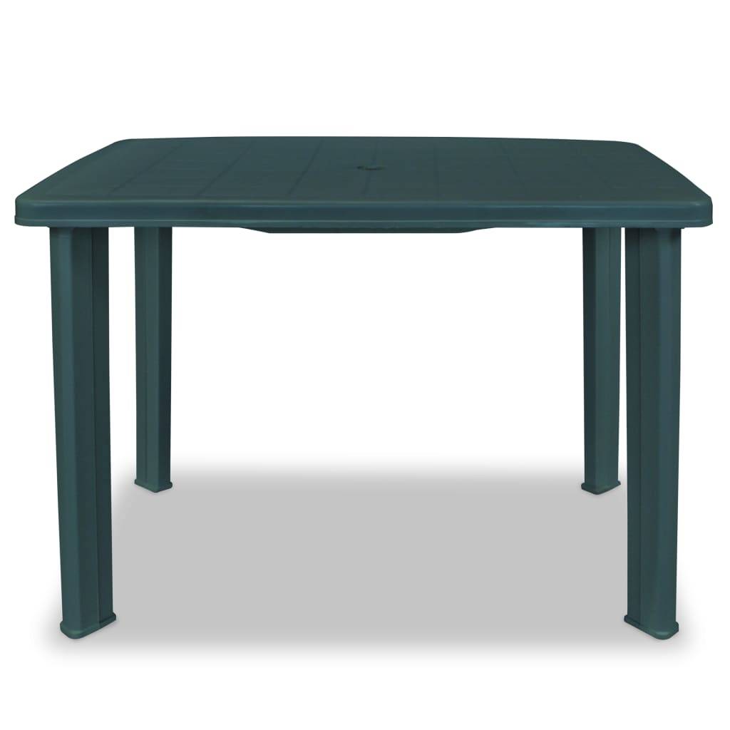 Table de Jardin en Plastique Vert 101x68 cm, Idéale pour Camping et Balcon, avec Emplacement pour Parasol – ComfortXL Outdoor Living - Image 2