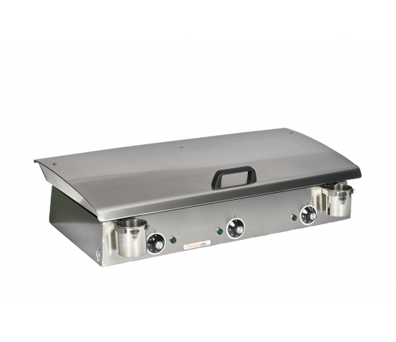 Pack comprenant une plancha électrique LUX 830 Inox avec son couvercle et 2 ustensiles - Image 2