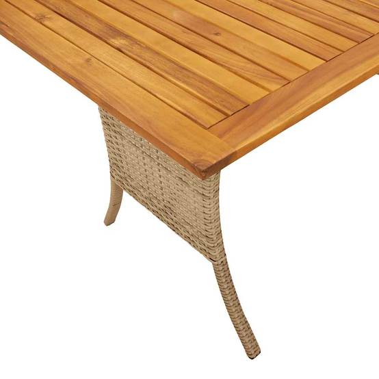 Ensemble Repas Jardin 3 Places Polyrotin Beige & Table Bois Acacia Style Naturel pour Terrasse Crème – ComfortXL Outdoor Living - Image 6