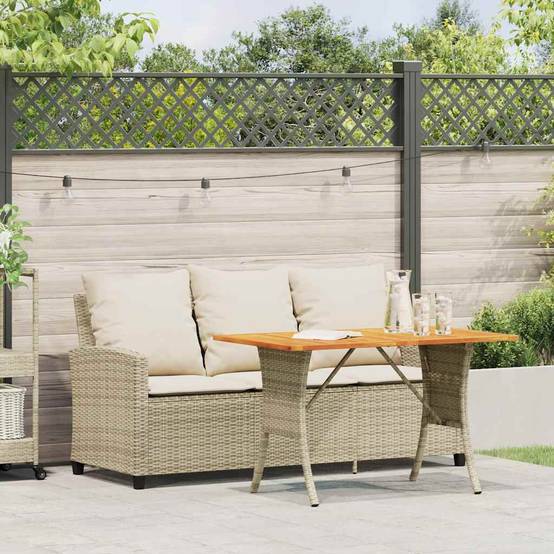 Ensemble Repas Jardin 3 Places Polyrotin Beige & Table Bois Acacia Style Naturel pour Terrasse Crème – ComfortXL Outdoor Living - Image 3