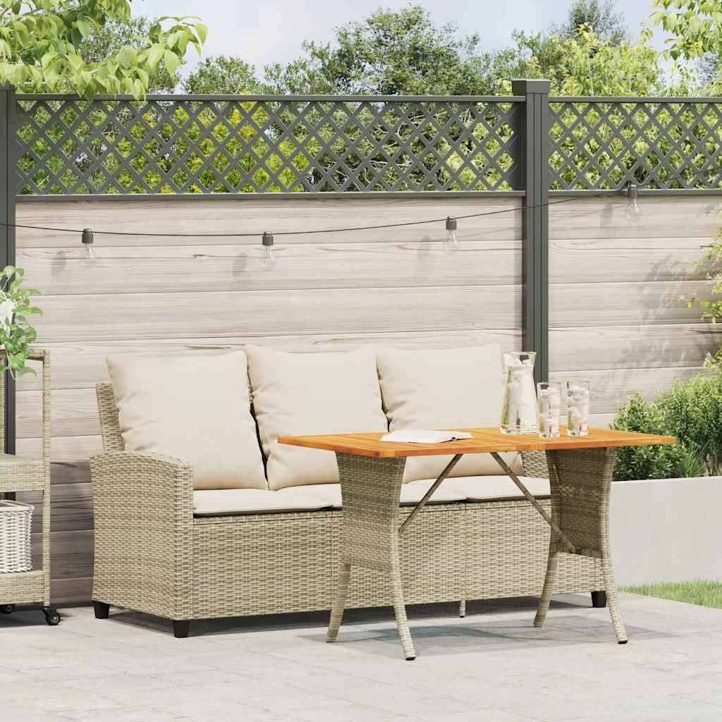 Ensemble Repas Jardin 3 Places Polyrotin Beige & Table Bois Acacia Style Naturel pour Terrasse Crème – ComfortXL Outdoor Living - Image 3