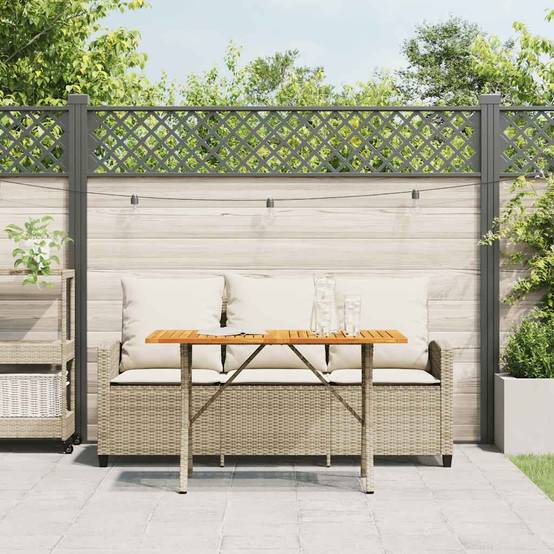 Ensemble Repas Jardin 3 Places Polyrotin Beige & Table Bois Acacia Style Naturel pour Terrasse Crème – ComfortXL Outdoor Living - Image 4
