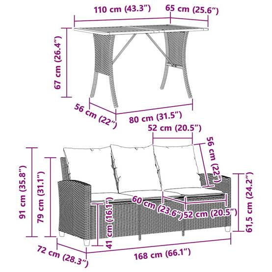 Ensemble Repas Jardin 3 Places Polyrotin Beige & Table Bois Acacia Style Naturel pour Terrasse Crème – ComfortXL Outdoor Living - Image 5
